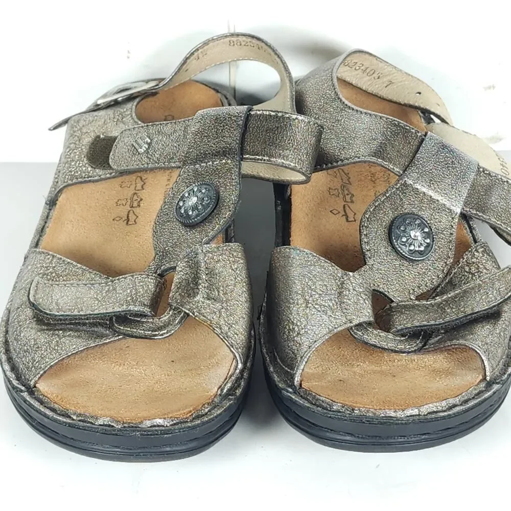 Finn Comfort Women's Adana US7,5D UK4,5 Metallic Leather Slingback Sandals